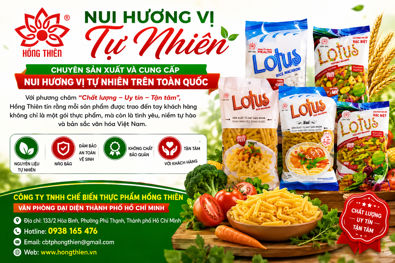 chuyên sản xuất và cung cấp nui hương vị tự nhiên trên toàn quốc